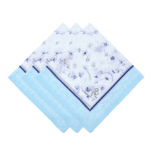 将图片加载到图库查看器，Selected Hanky Women’s 100% Cotton Square Soft Handkerchief, Teacup and Flower Print Hankies, Suitable for Gifts, 3 Pieces-43cm*43cm-Light Blue