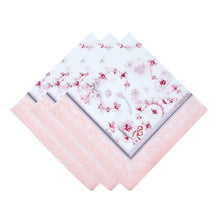 将图片加载到图库查看器，Selected Hanky Women’s 100% Cotton Square Soft Handkerchief, Teacup and Flower Print Hankies, Suitable for Gifts, 3 Pieces-43cm*43cm-Pink