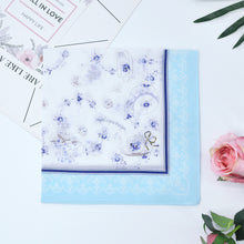 将图片加载到图库查看器，Selected Hanky Women’s 100% Cotton Square Soft Handkerchief, Teacup and Flower Print Hankies, Suitable for Gifts, 3 Pieces-43cm*43cm-Light Blue