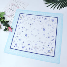 将图片加载到图库查看器，Selected Hanky Women’s 100% Cotton Square Soft Handkerchief, Teacup and Flower Print Hankies, Suitable for Gifts, 3 Pieces-43cm*43cm-Light Blue