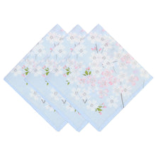 将图片加载到图库查看器，Selected Hanky Women’s 100% Cotton Square Soft Handkerchief, Cherry Blossom Print Hankies, Suitable for Gifts, 3 Pieces-40cm*40cm, Light Blue