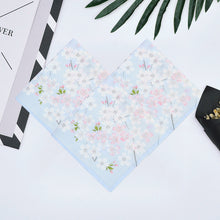 将图片加载到图库查看器，Selected Hanky Women’s 100% Cotton Square Soft Handkerchief, Cherry Blossom Print Hankies, Suitable for Gifts, 3 Pieces-40cm*40cm, Light Blue