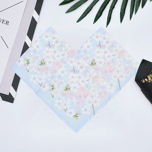 Selected Hanky Women’s 100% Cotton Square Soft Handkerchief, Cherry Blossom Print Hankies, Suitable for Gifts, 3 Pieces-40cm*40cm, Light Blue