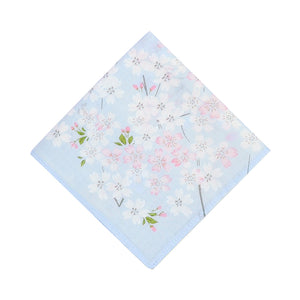 Selected Hanky Women’s 100% Cotton Square Soft Handkerchief, Cherry Blossom Print Hankies, Suitable for Gifts, 3 Pieces-40cm*40cm, Light Blue