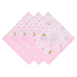 Selected Hanky Women’s 100% Cotton Square Soft Handkerchief, Cherry Blossom Print Hankies, Suitable for Gifts, 3 Pieces-40cm*40cm, Pink