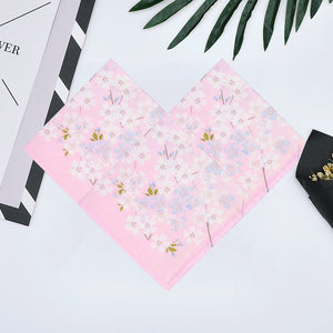 Selected Hanky Women’s 100% Cotton Square Soft Handkerchief, Cherry Blossom Print Hankies, Suitable for Gifts, 3 Pieces-40cm*40cm, Pink