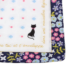 将图片加载到图库查看器，Selected Hanky Women’s 100% Cotton Square Soft Handkerchief, Flora and Cat Print Hankies, Suitable for Gifts, 3 Pieces-40cm*40cm, Blue