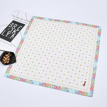 将图片加载到图库查看器，Selected Hanky  Women’s 100% Cotton Square Soft Handkerchief, Flora and Cat Print Hankies, Suitable for Gifts, 3 Pieces-40cm*40cm, Water Green