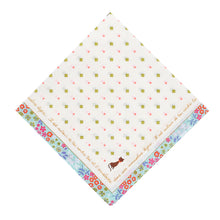 将图片加载到图库查看器，Selected Hanky  Women’s 100% Cotton Square Soft Handkerchief, Flora and Cat Print Hankies, Suitable for Gifts, 3 Pieces-40cm*40cm, Water Green