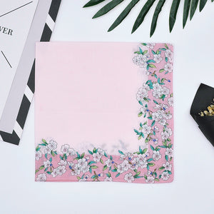 Selected Hanky Women’s 100% Cotton Square Soft Handkerchief, Peach Blossom Print Hankies, Suitable for Gifts, 3 Pieces-40cm*40cm