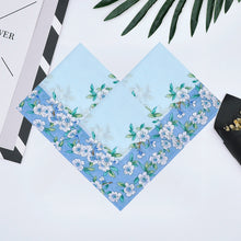 将图片加载到图库查看器，Selected Hanky Women’s 100% Cotton Square Soft Handkerchief, Peach Blossom Print Hankies, Suitable for Gifts, 3 Pieces-40cm*40cm, Light Blue