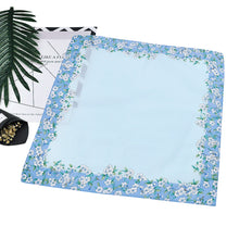 将图片加载到图库查看器，Selected Hanky Women’s 100% Cotton Square Soft Handkerchief, Peach Blossom Print Hankies, Suitable for Gifts, 3 Pieces-40cm*40cm, Light Blue