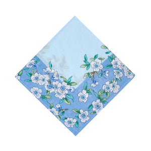 Selected Hanky Women’s 100% Cotton Square Soft Handkerchief, Peach Blossom Print Hankies, Suitable for Gifts, 3 Pieces-40cm*40cm, Light Blue