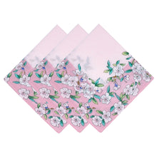 将图片加载到图库查看器，Selected Hanky Women’s 100% Cotton Square Soft Handkerchief, Peach Blossom Print Hankies, Suitable for Gifts, 3 Pieces-40cm*40cm, Pink