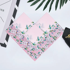 Selected Hanky Women’s 100% Cotton Square Soft Handkerchief, Peach Blossom Print Hankies, Suitable for Gifts, 3 Pieces-40cm*40cm, Pink