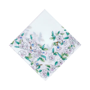 Selected Hanky Women’s 100% Cotton Square Soft Handkerchief, Peach Blossom Print Hankies, Suitable for Gifts, 3 Pieces-40cm*40cm, White