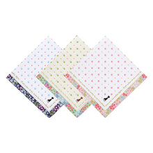 将图片加载到图库查看器，Selected Hanky  Women’s 100% Cotton Square Soft Handkerchief, Flora and Cat Print Hankies, Suitable for Gifts, 3 Pieces-40cm*40cm