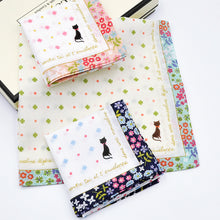 将图片加载到图库查看器，Selected Hanky  Women’s 100% Cotton Square Soft Handkerchief, Flora and Cat Print Hankies, Suitable for Gifts, 3 Pieces-40cm*40cm