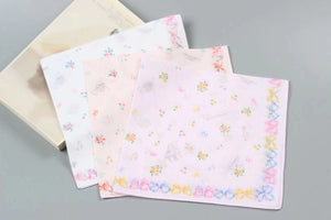 Selected Hanky Women’s 100% Cotton Square Soft Handkerchief, Bow and Music Instrument Print Hankies, Suitable for Gifts, 3 Pieces-40cm*40cm