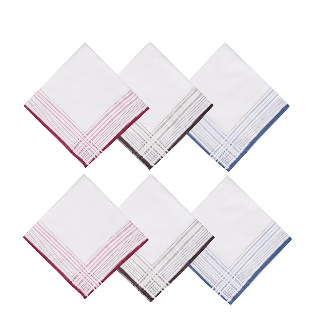 Selected Hanky 100% Cotton Men's Handkerchief 6 Piece Gift Set - 13-01