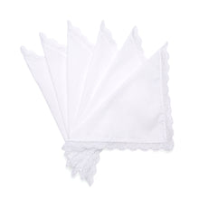 将图片加载到图库查看器，Selected Hanky Ladies/Women&#39;s Solid White Cotton Handkerchief with Lace for Embroidery 6 Piece-03