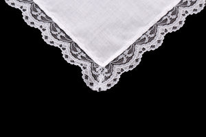 Selected Hanky Ladies/Women's Solid White Cotton Handkerchief with Lace for Embroidery 6 Piece-03