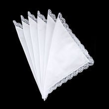 将图片加载到图库查看器，Selected Hanky Ladies/Women&#39;s Solid White Cotton Handkerchief with Lace for Embroidery 6 Piece-03