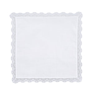 Selected Hanky Ladies/Women's Solid White Cotton Handkerchief with Lace for Embroidery 6 Piece-03