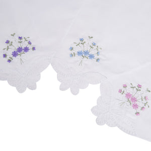 Selected Hanky Ladies/Women's Cotton Handkerchief Flower Embroidered with Lace 6/12 Pack - Assorted