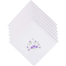 将图片加载到图库查看器，Selected Hanky Ladies/Women&#39;s Cotton Handkerchief Flower Embroidered with Lace 6/12 Pack - Assorted