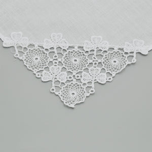 Selected Hanky Ladies Handkerchiefs Women's Hankies 100% Cotton Pure White with Lace Edge and Floral Embroidery Wedding Hanky 6 Pieces-06